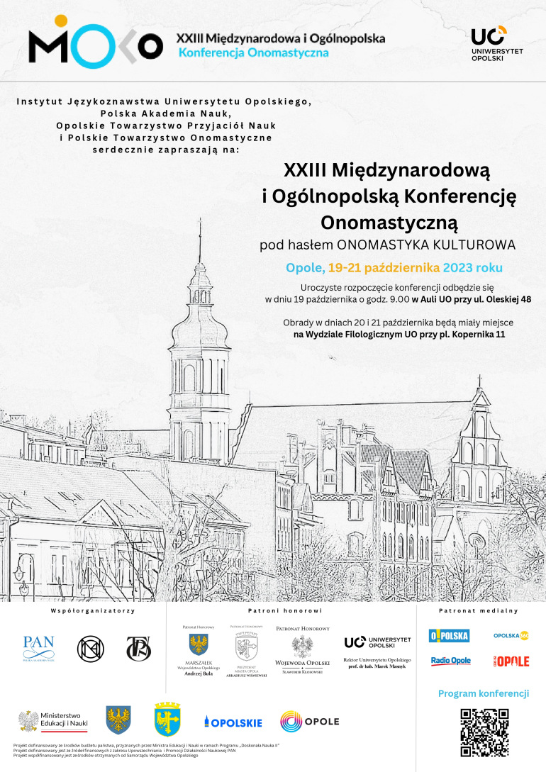 Zdjęcie nagłówkowe otwierające podstronę: XXIII Ogólnopolska i Międzynarodowa Konferencja Onomastyczna